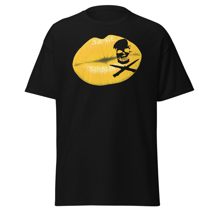 Unisex Deadly Kiss Lips (Gold Lips) - Black Shirt