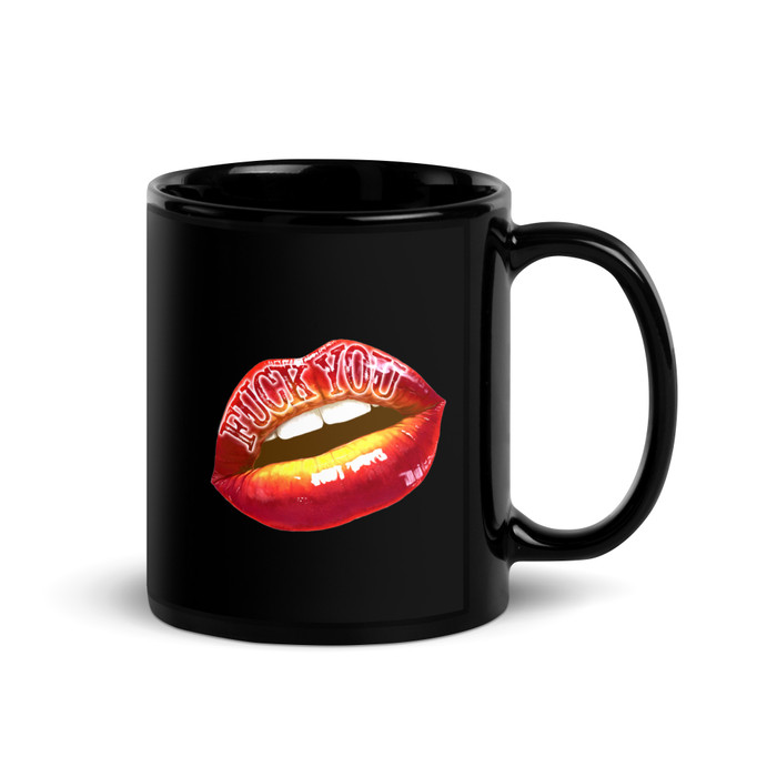 Fuck You (Red Lips) - Black Glossy Mug