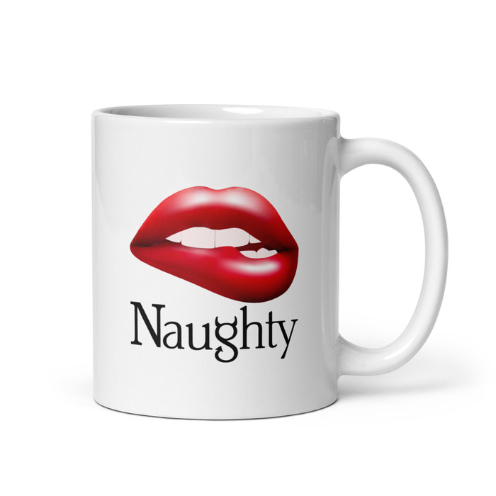 Naughty Lips (Red Lips) - White Glossy Mug