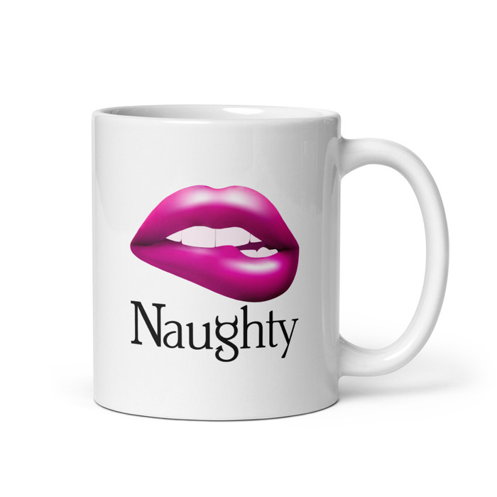Naughty Lips (Pink Lips) - White Glossy Mug