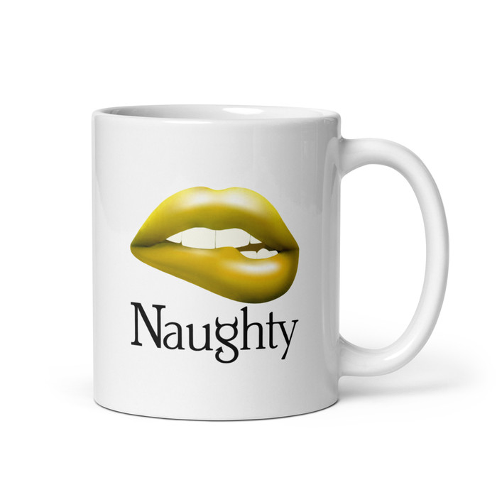 Naughty Lips (Gold Lips) - White Glossy Mug