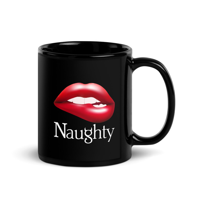 Naughty Lips (Red Lips) - Black Glossy Mug