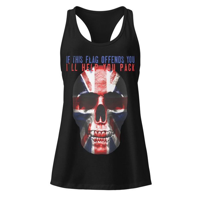 Women’s If This Flag Offends You I'll Help You Pack (United Kingdom) - Black Tank Top