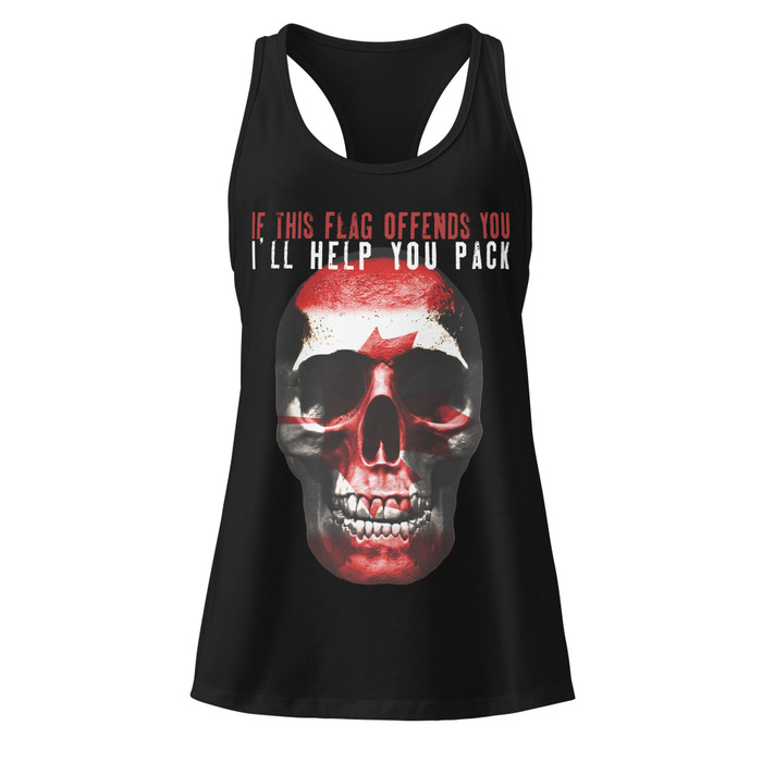 Women’s If This Flag Offends You I'll Help You Pack (Canada) - Black Tank Top