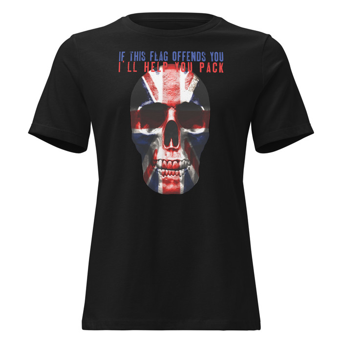 Women's If This Flag Offends You I'll Help You Pack (United Kingdom) - Black Shirt