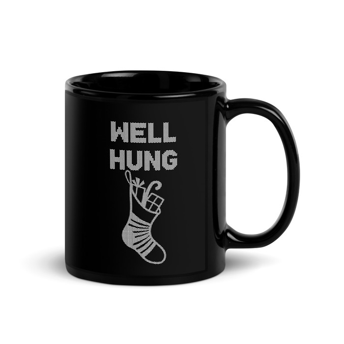 Well Hung - Black Glossy Mug (White Print)