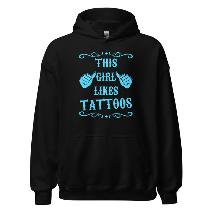 Unisex This Girl Likes Tattoos - Hoodie (Blue Print)