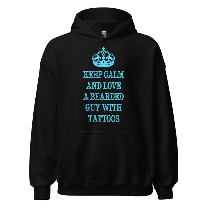 Unisex Keep Calm And Love A Bearded Guy With Tattoos - Hoodie (Blue Print)