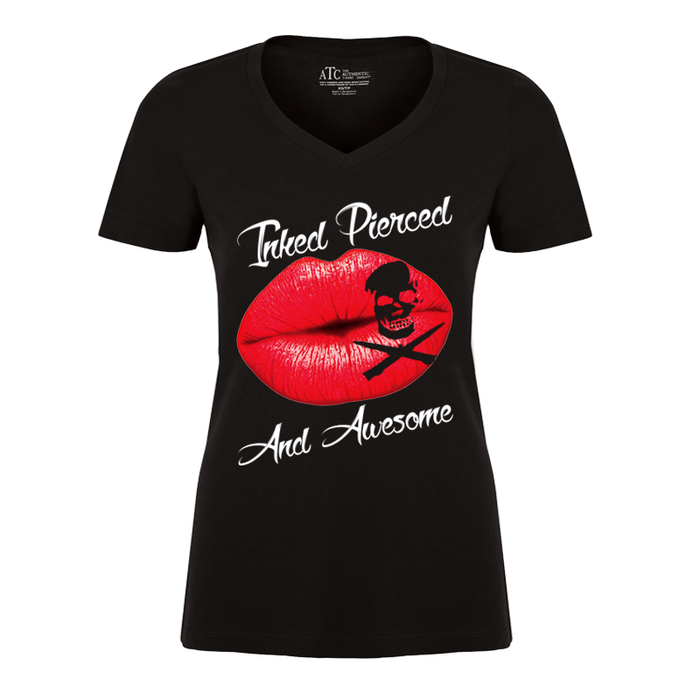 Women's Inked Pierced And Awesome - Tshirt