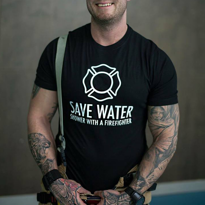 Men's Save Water Shower With A Firefighter - Tshirt