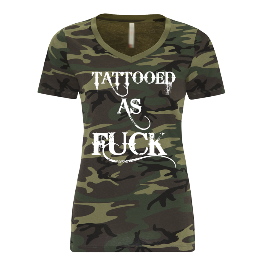 Women's Tattooed As Fuck Green Camo - Tshirt