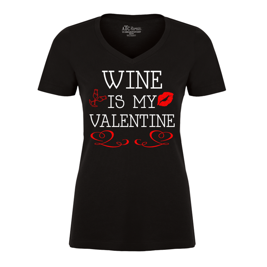 Women's Wine Is My Valentine - Tshirt