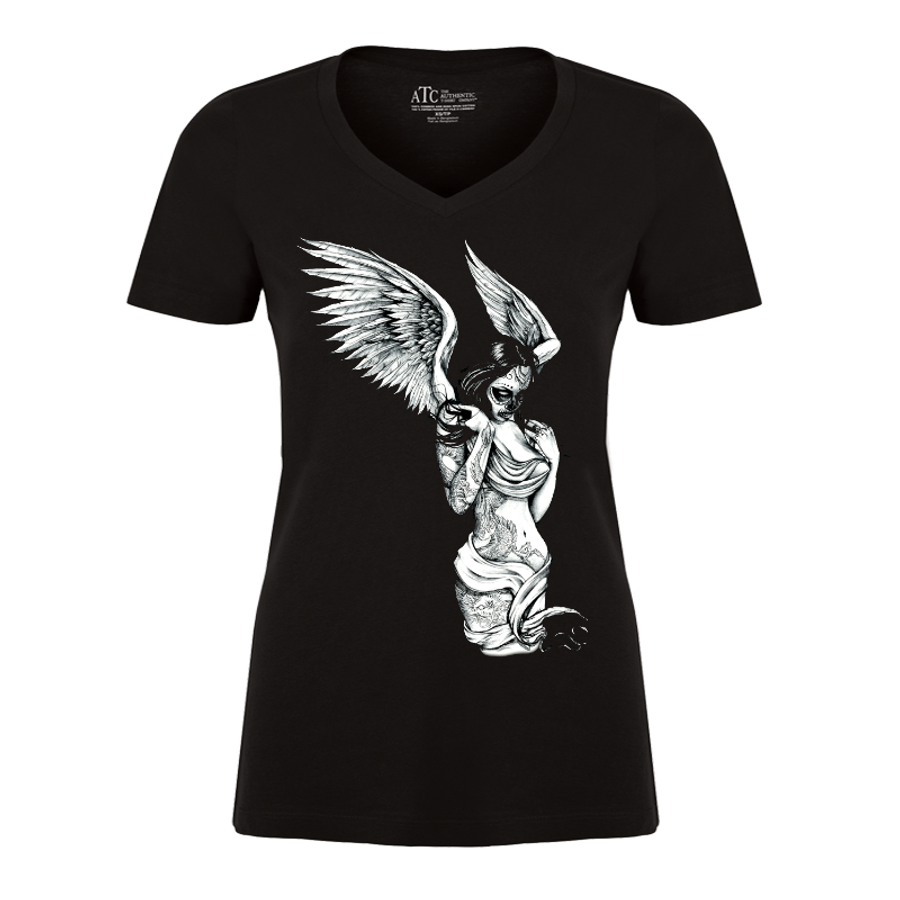 Women's Tattooed Angel Girl - Tshirt