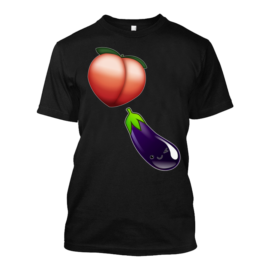 Men's Shy Peach And Naughty Eggplant Emoji - Tshirt