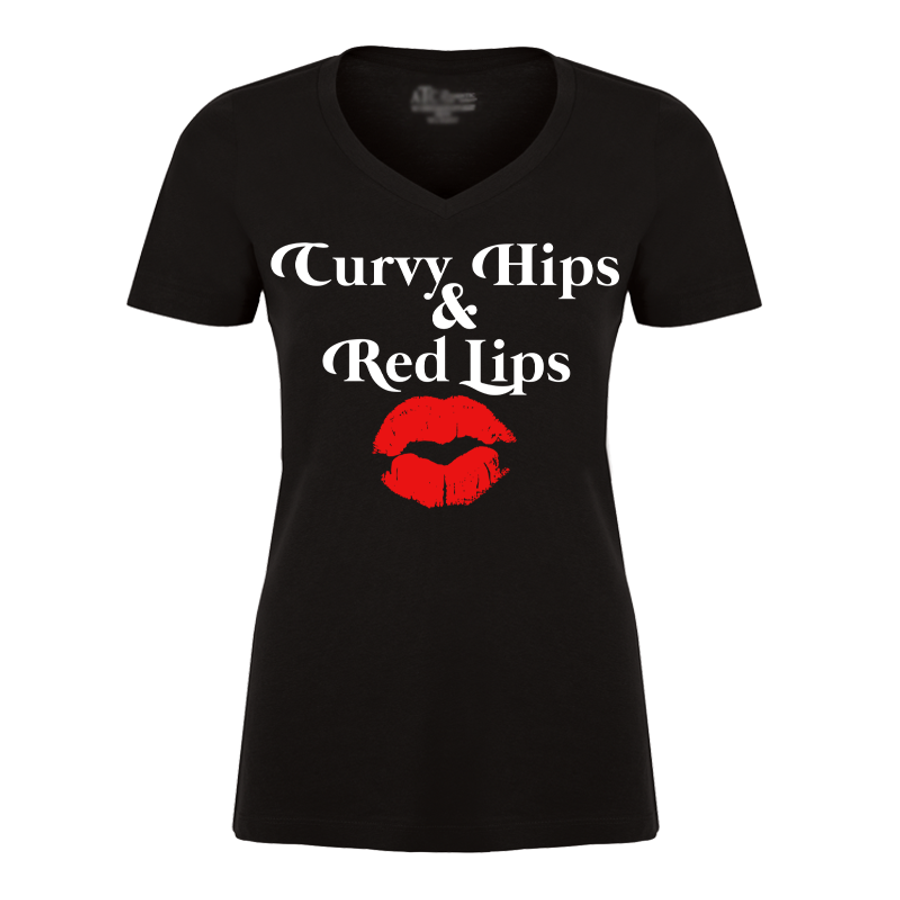 Women's Curvy Hips & Red Lips - Tshirt