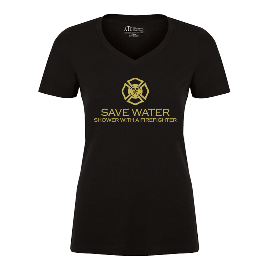 Women's Save Water  Shower With A Firefighter - Tshirt