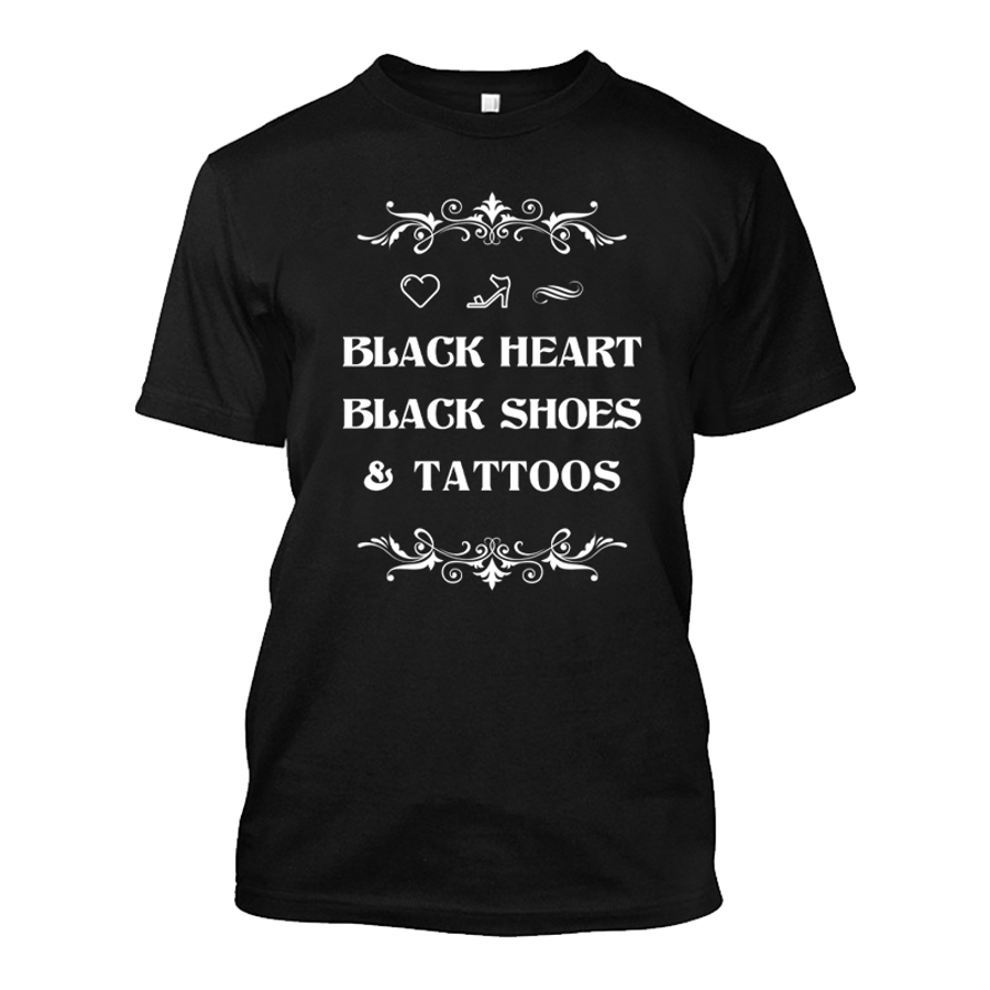Men's Black Heart Black Shoes & Tattoos - Tshirt