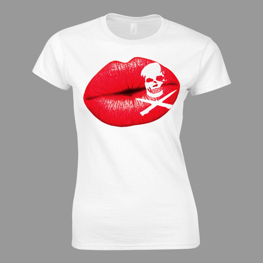 Women's "Deadly Kiss Lips" - Tshirt White