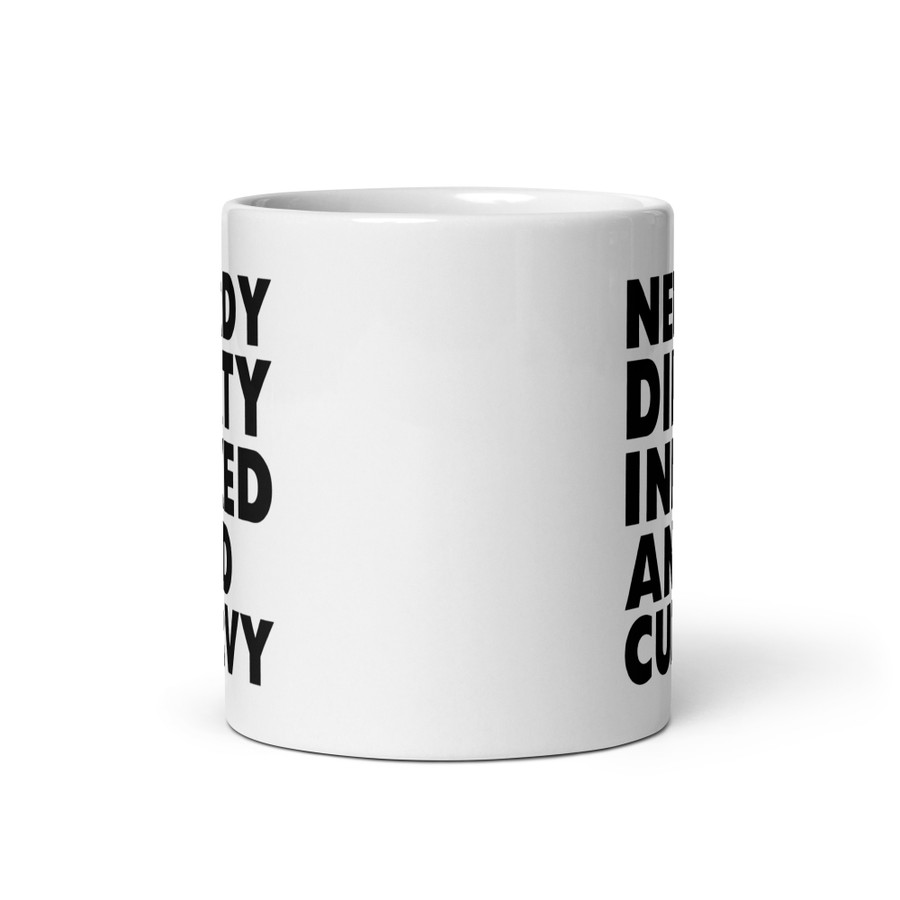 Nerdy Dirty Inked And Curvy - White Glossy Mug (Black Print)