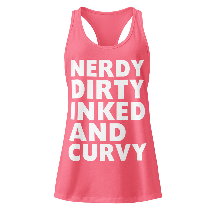 Women’s Nerdy Dirty Inked And Curvy - Tank Top (White Print)