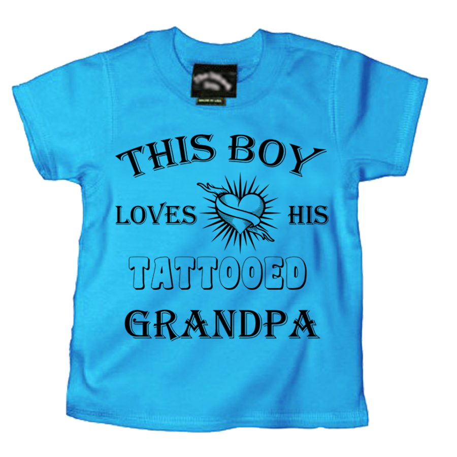 Kids This Boy Loves His Tattooed Grandpa - Tshirt