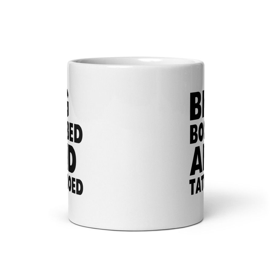 Big Boobed And Tattooed - White Glossy Mug (Black Print)
