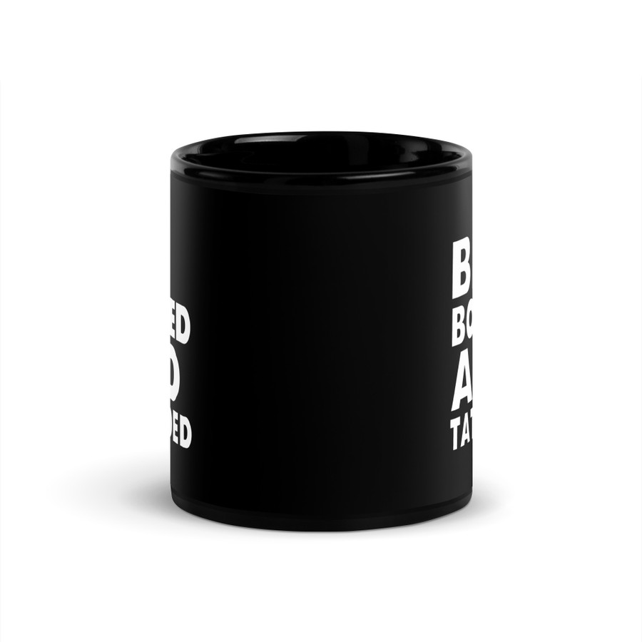 Big Boobed And Tattooed - Black Glossy Mug (White Print)