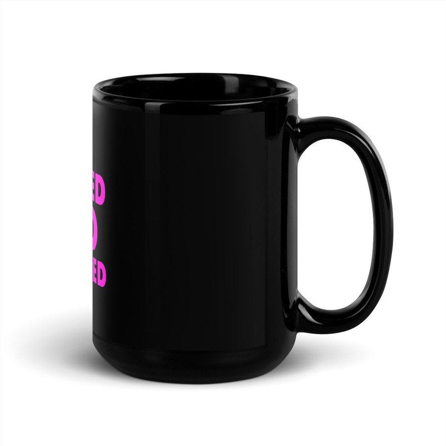 Big Boobed And Tattooed - Black Glossy Mug (Pink Print)
