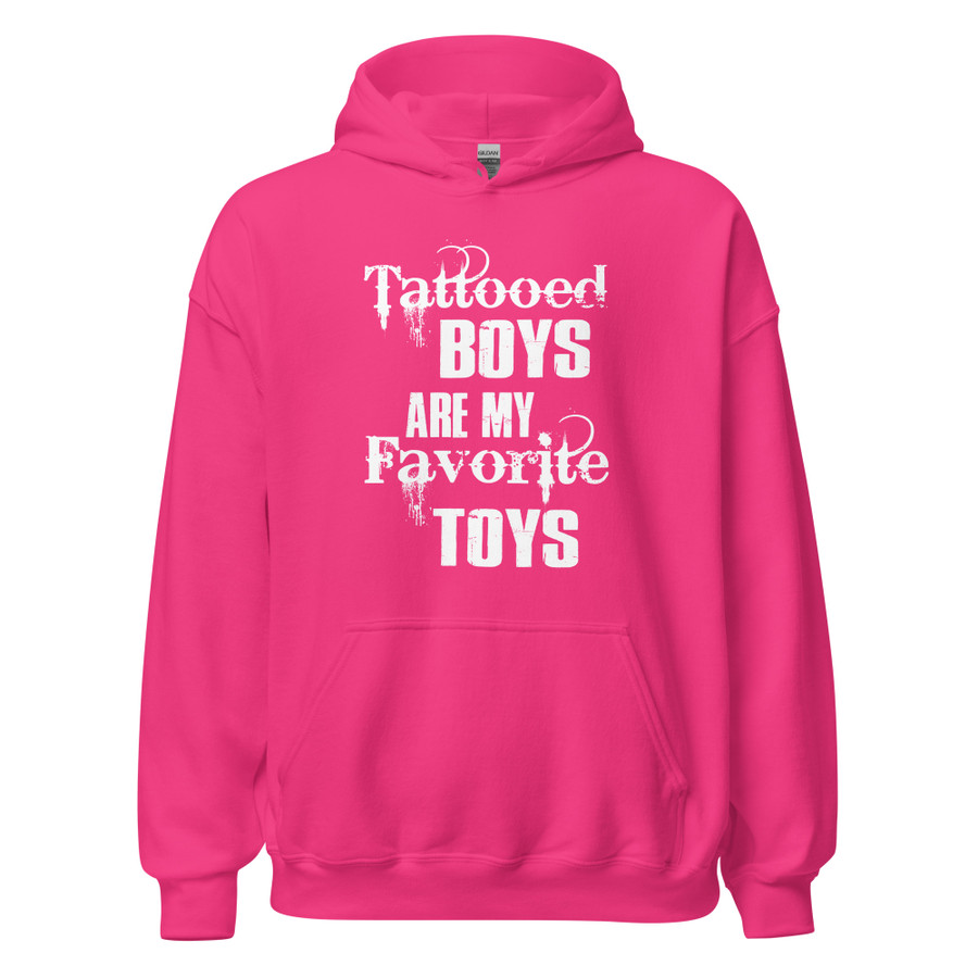 Unisex Tattooed Boys Are My Favorite Toys - Hoodie (White Print)