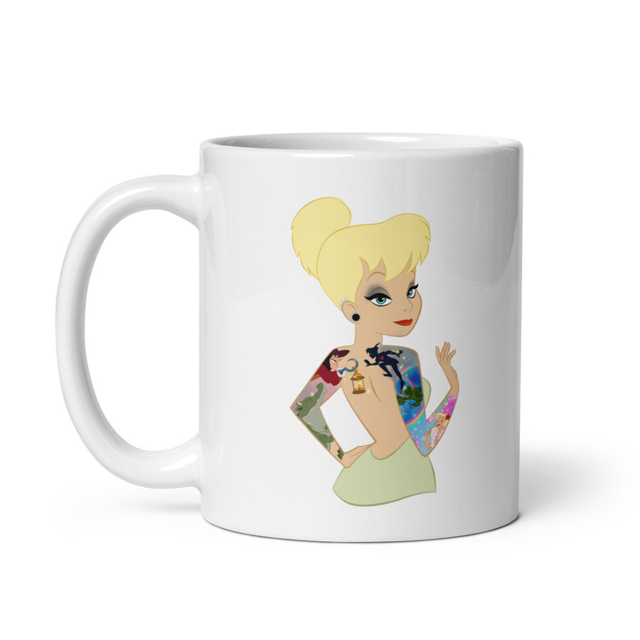 Tinker Bell Disney Tattooed Characters - White Glossy Mug