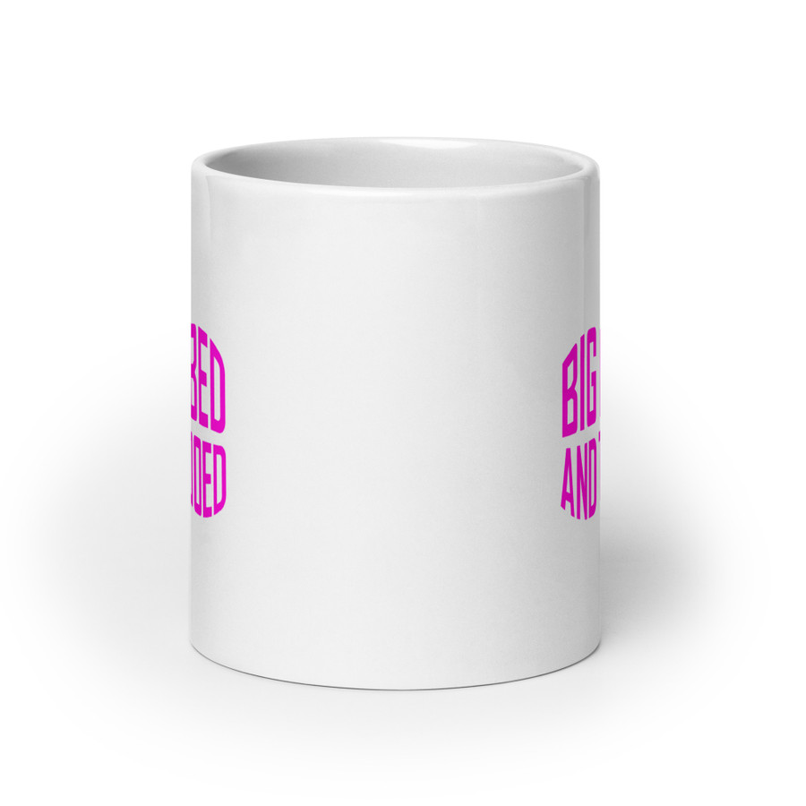 Big Boobed And Tattooed (New) - White Glossy Mug (Pink Print)