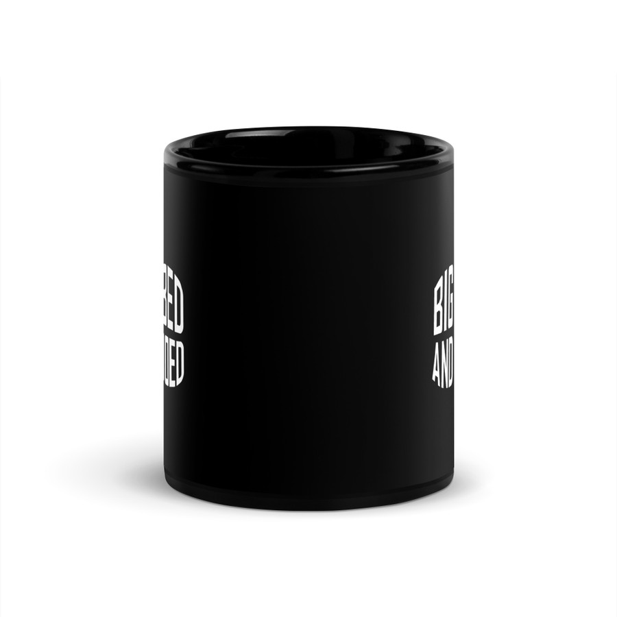 Big Boobed And Tattooed (New) - Black Glossy Mug (White Print)