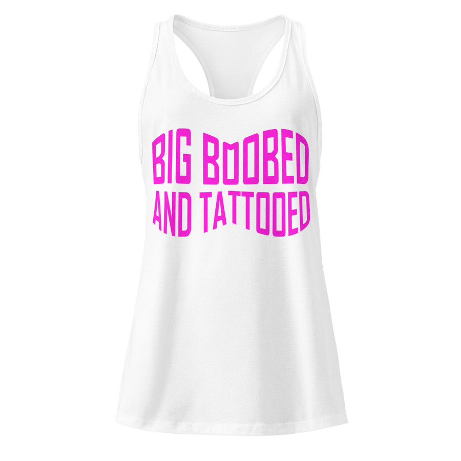 Women’s Big Boobed And Tattooed (New) - Tank Top (Pink Print)