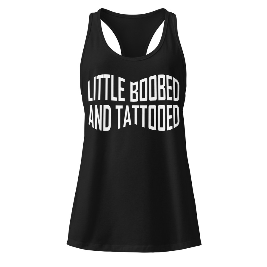 Women’s Little Boobed And Tattooed (New) - Tank Top (White Print)