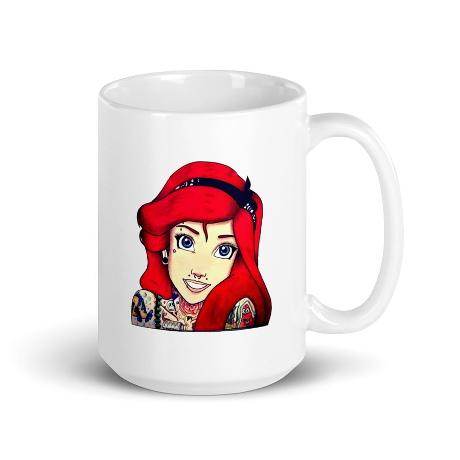 Tattooed Ariel2 (Disney) - White Glossy Mug