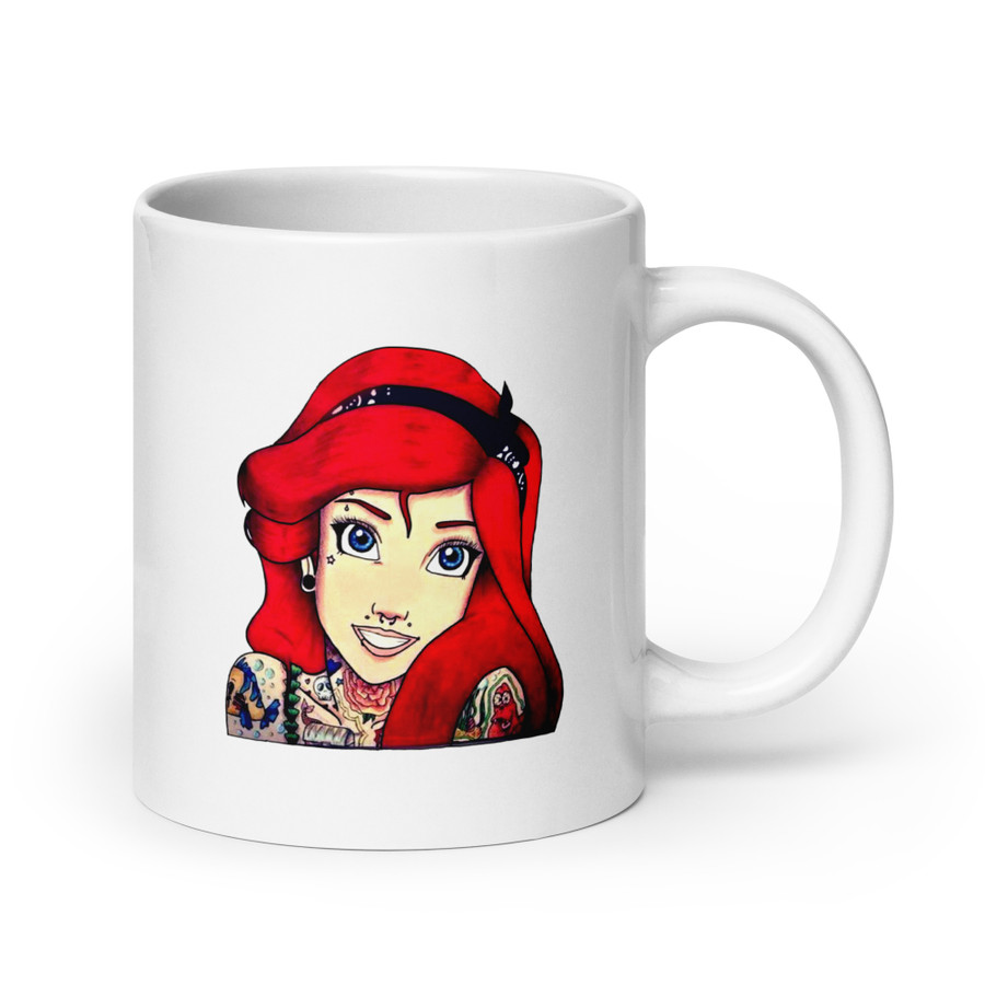 Tattooed Ariel2 (Disney) - White Glossy Mug