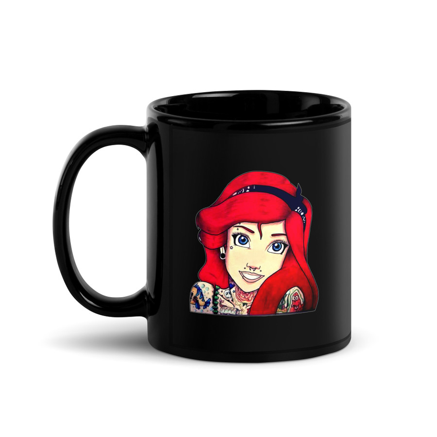 Tattooed Ariel2 (Disney) - Black Glossy Mug
