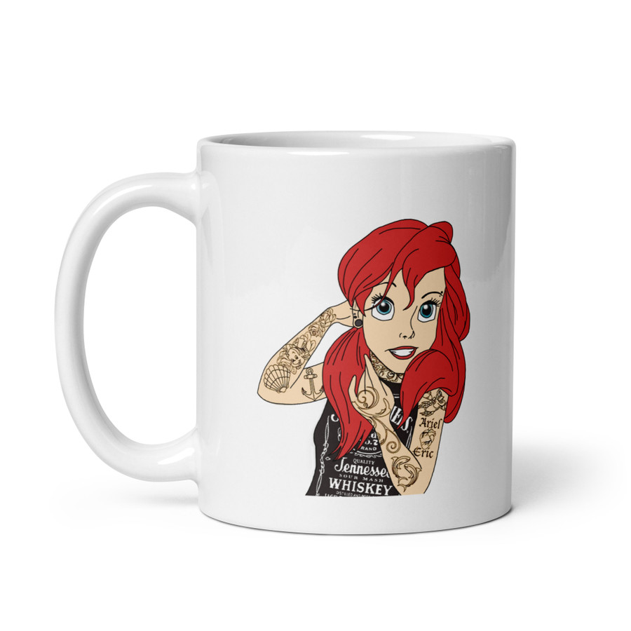 Tattooed Ariel (Disney) - White Glossy Mug