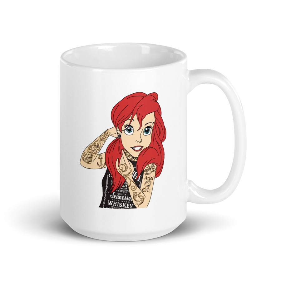 Tattooed Ariel (Disney) - White Glossy Mug