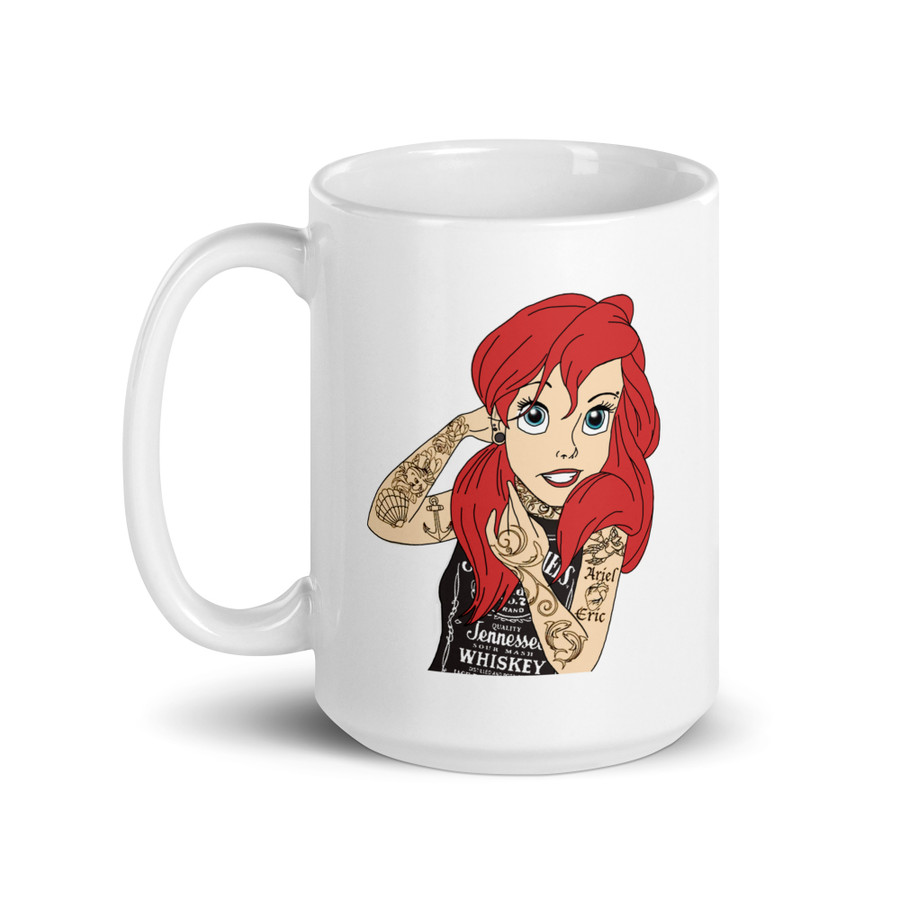Tattooed Ariel (Disney) - White Glossy Mug