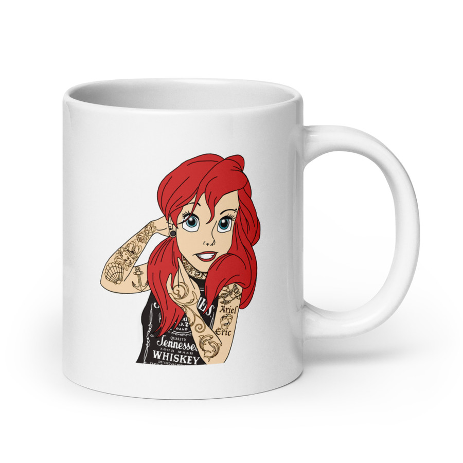 Tattooed Ariel (Disney) - White Glossy Mug