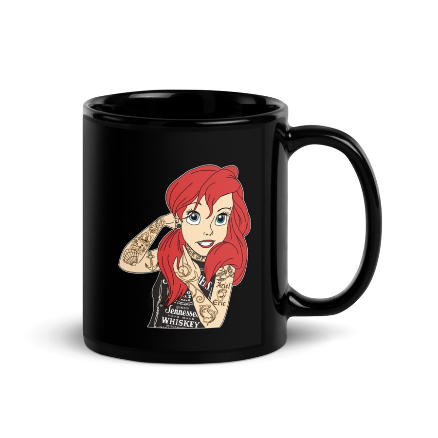 Tattooed Ariel (Disney) - Black Glossy Mug