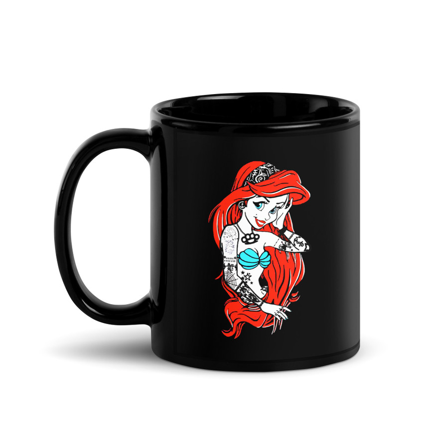 Tattooed Ariel3 (Disney) - Black Glossy Mug