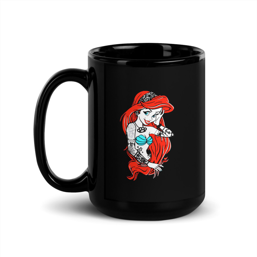 Tattooed Ariel3 (Disney) - Black Glossy Mug