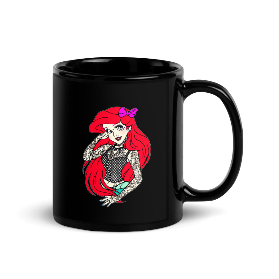 Tattooed Ariel1 (Disney) - Black Glossy Mug