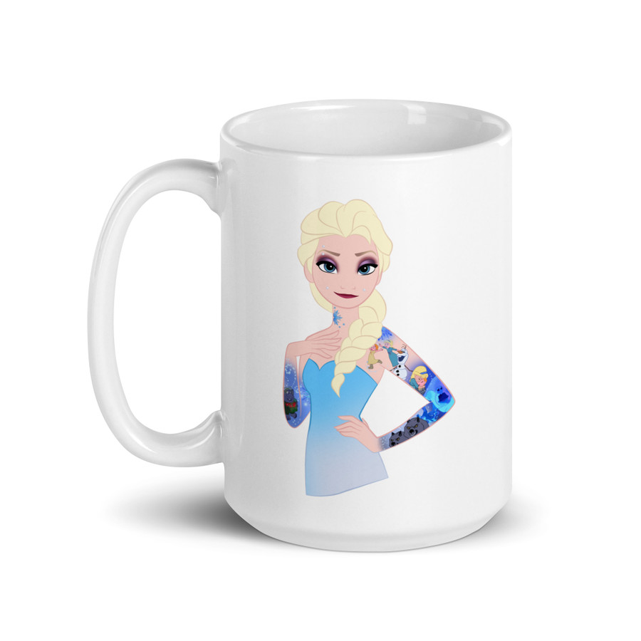 Elsa Disney Tattooed Characters - White Glossy Mug