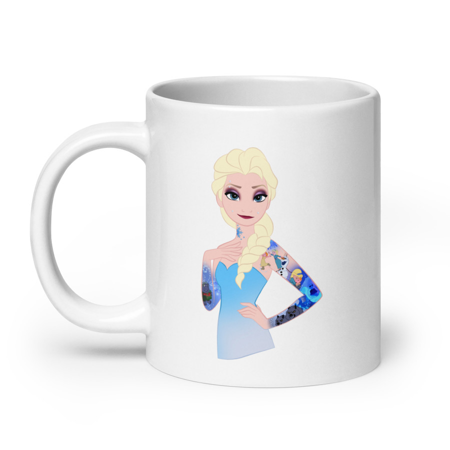 Elsa Disney Tattooed Characters - White Glossy Mug