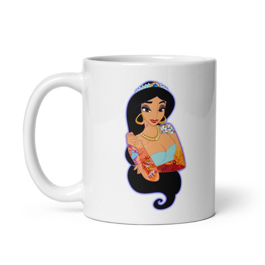 Princess Jasmine Disney Tattooed Characters - White Glossy Mug