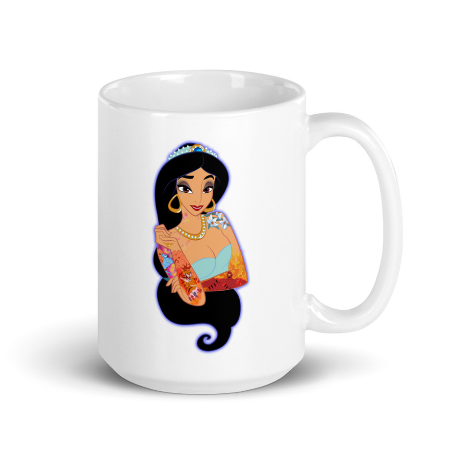 Princess Jasmine Disney Tattooed Characters - White Glossy Mug