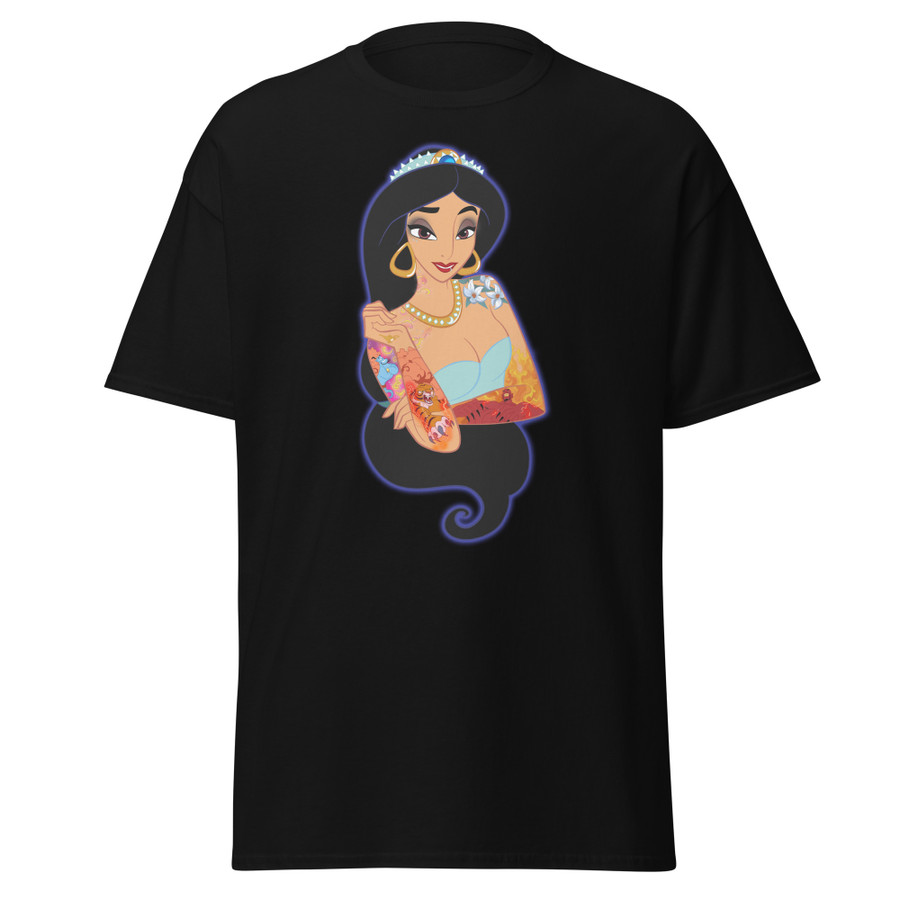 Unisex Princess Jasmine Disney Tattooed Characters - Black Shirt